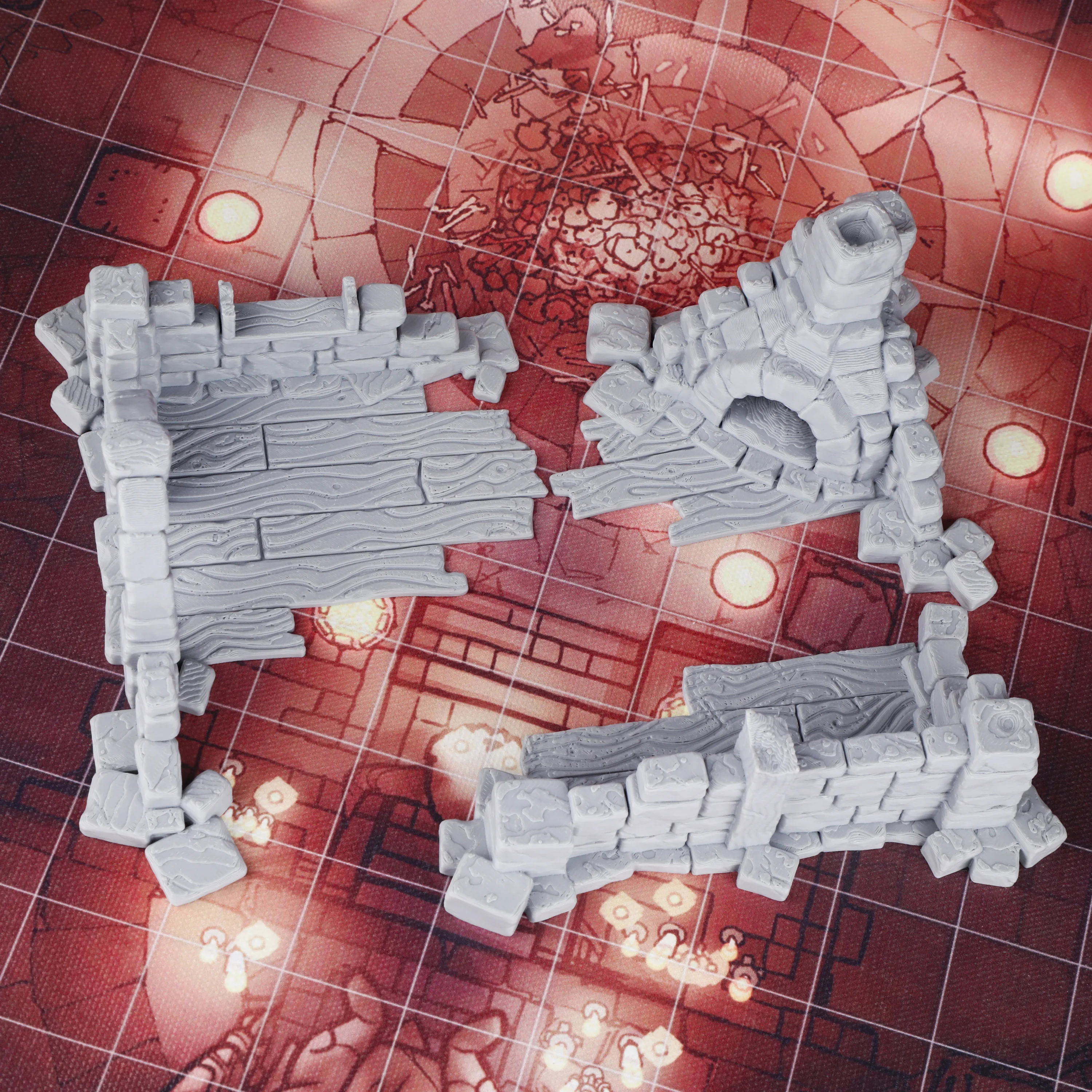 TTRPG Ruined House Terrain Set, Modular Ruin Scenery Model for Tabletop Role Play Game Accessories, Perfect Collectible Gift