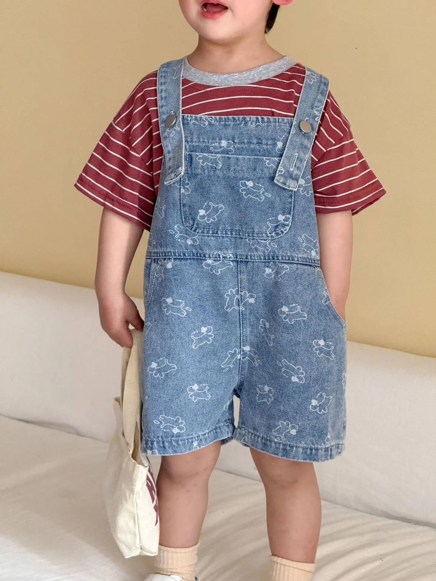 2026 Summer New Children Denim Overalls Boys Strap Jeans Shorts Girls Sling Dress Cute Kids Brother Sister Outfits Baby Clothes view 3