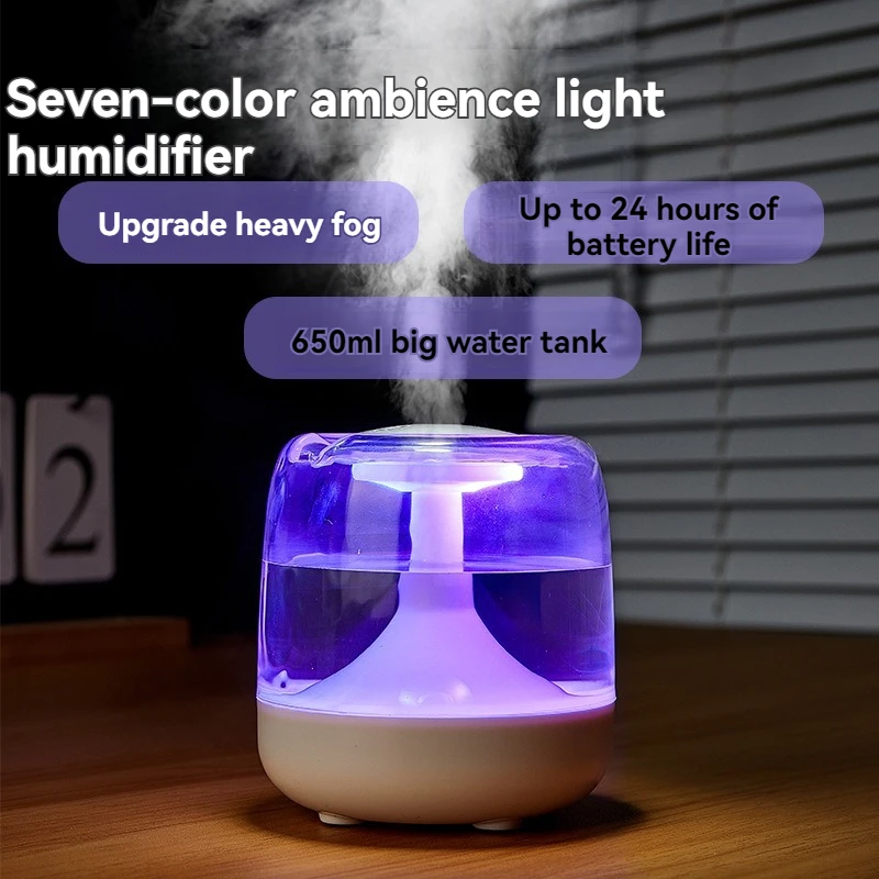 Desktop humidifier with high fog volume and large capacity, bedroom aromatherapy machine, desktop silent atmosphere light, dormi