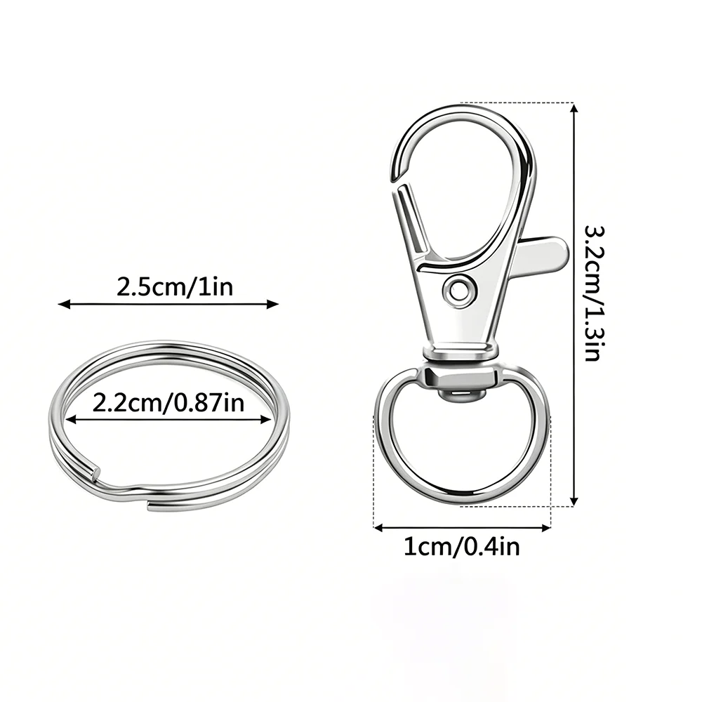 50/100 Stück Metall-Karabinerhaken-Set mit Schlüsselringen, Drehverschluss-Karabiner für DIY-Schmuckherstellung, Taschenzubehör, Schlüsselanhänger – Detail 3