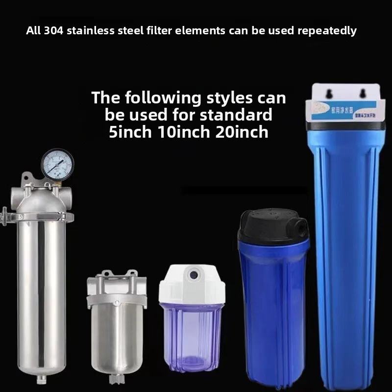 Reusable 304 Stainless Steel Water Filter Cartridge 5/10/20/40 Inch Big Blue Pre-Filter