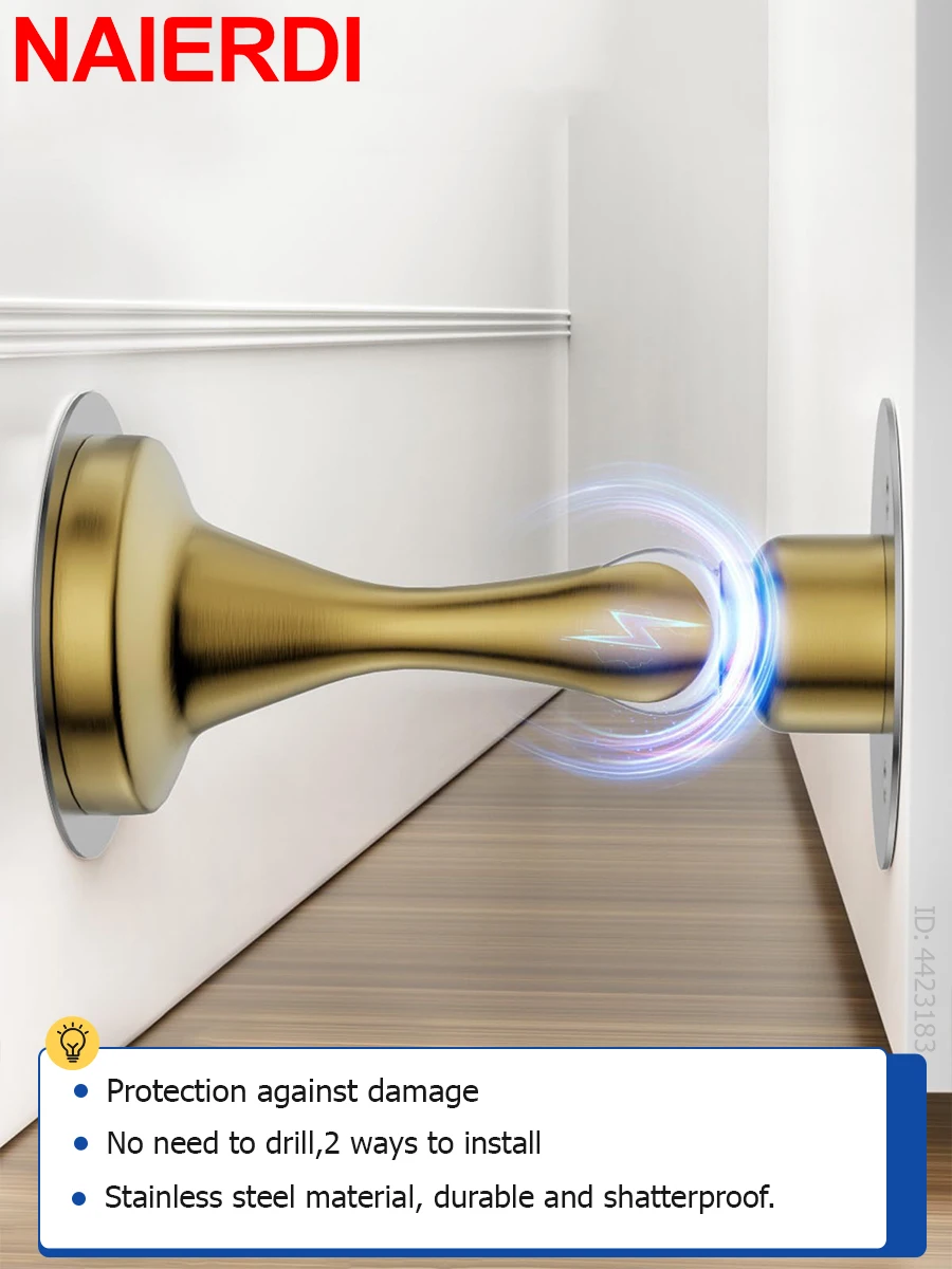 

NAIERDI Magnetic Door Stop 304 Stainless Steel Self Adhesive Door Holder Door Catch for Stronger Wall Floor Mount Door Hardware