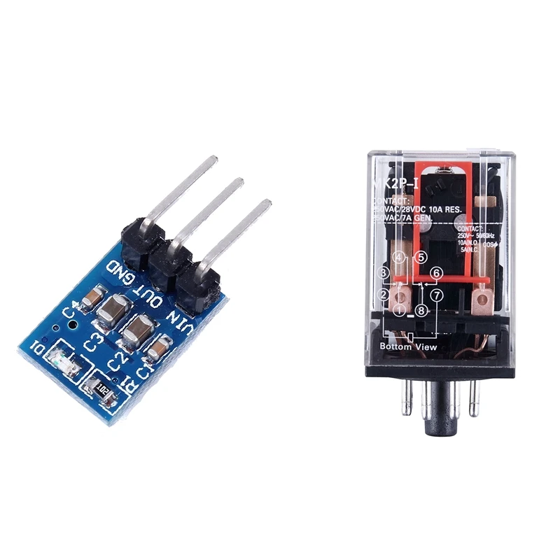 5X AMS1117-3.3 DC Voltage Regulator Step Down Power Supply Module & 1X AC 220V/230V Coil Voltage PCB Power Relay 8 Pins