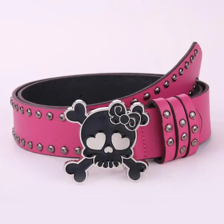 Herren- und Damen-Partygürtel, Halloween-Punk-Rockins, modischer Damen-Gürtel mit Totenkopf-Nieten, 2 kHot Girl, verstellbarer Gürtel für Männer und Frauen – Detail 8
