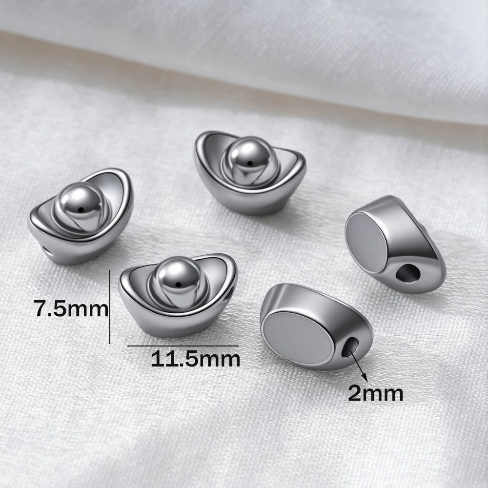 5pcs Stainless Steel Gold Beads for Jewelry Making Yuan Bao Golden Ingot Decor Spacer Beads for Bracelets Necklaces Earrings view 4