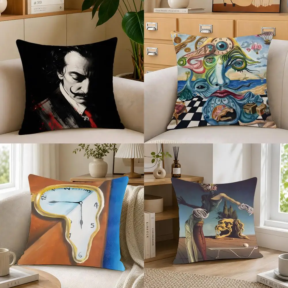 Artist Art Salvador Dali Cushion Cover Crystal velvet sofa Aesthetic room decor Car seat back cushion