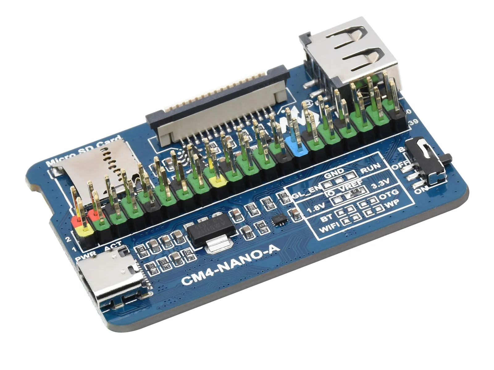 Raspberry Pi CM4 Nano A Carrier Board, Compact 55x40mm, GPIO, MIPI CSI, USB, Micro SD Slot