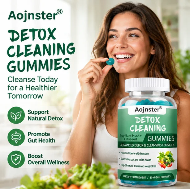 Detox Cleansing Gummies,60 Vegan Count, Psyllium Husk & Flaxseed Formula,Fiber Supplement, Support Digestion, Gut & Colon Health