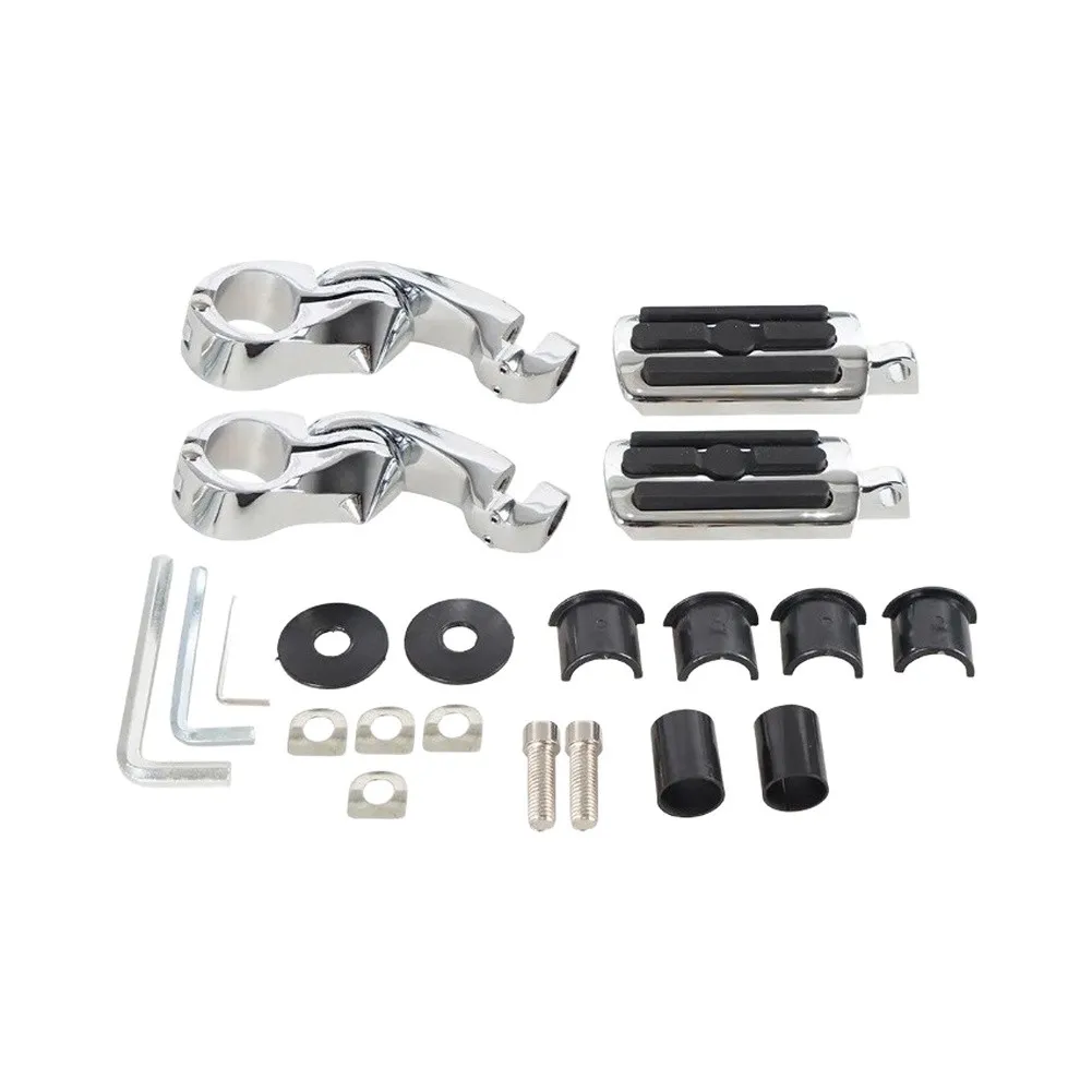Adjustable Motorcycle Foot Pegs Motorcycle Foot Pegs 360 Adjustable Pegs Black Silver Highway Foot Pegs Rust Resistant Material