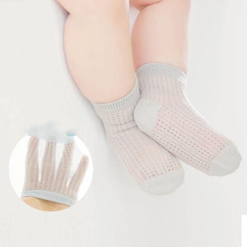 5Pairs/Set Summer Kids Babys Contrast Mesh Socks Solid Infant Girls Mid Tube Cotton Socks Newborn Breathable Socks Toddler Socks
