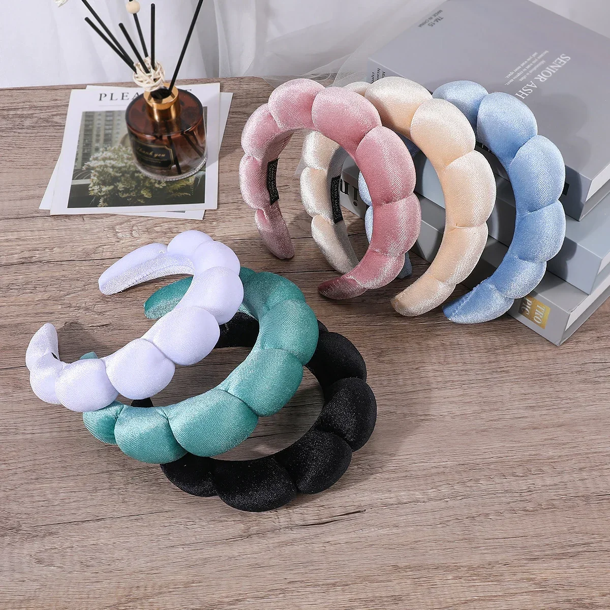 Schwamm-Stirnbänder für Frauen und Mädchen, geschwollenes Haarband, Make-up, Blase, Frottee, Co Spa, Retro-Haarband, Damen-Haar-Accessoires, Kopfbedeckung – Detail 2