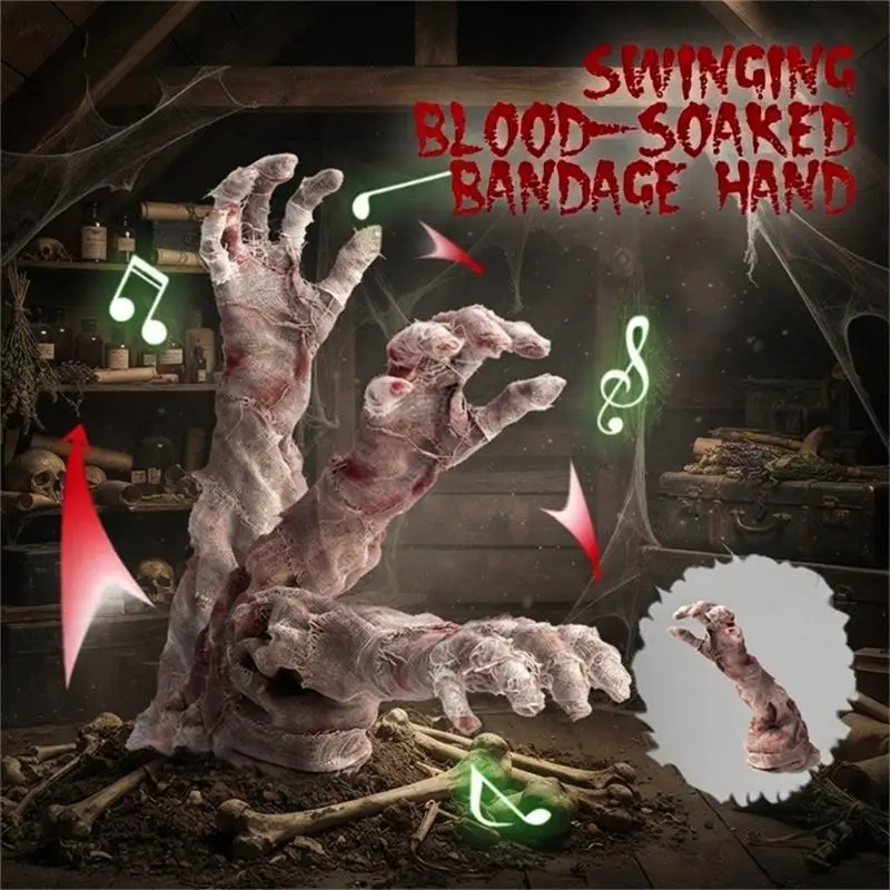 652F Animated Hand Decoration Hand Yard Stake for Halloween Escape Room Entry Scenes