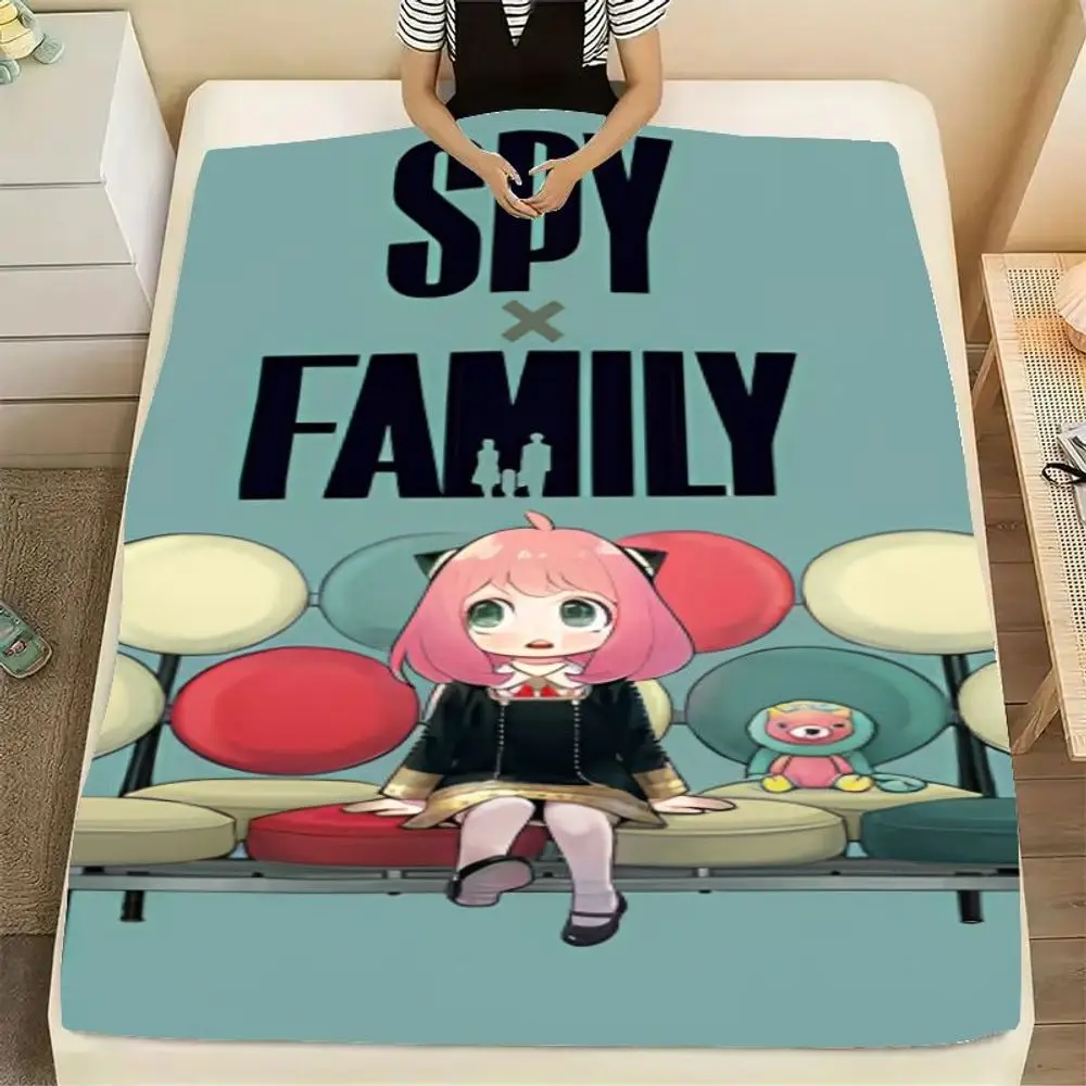 SPY × FAMILY Cartoon Character Plush Blanket - Super Soft Throw Blanket Featuring Pink Hair Girl with Cat Ears and Whimsical Gre