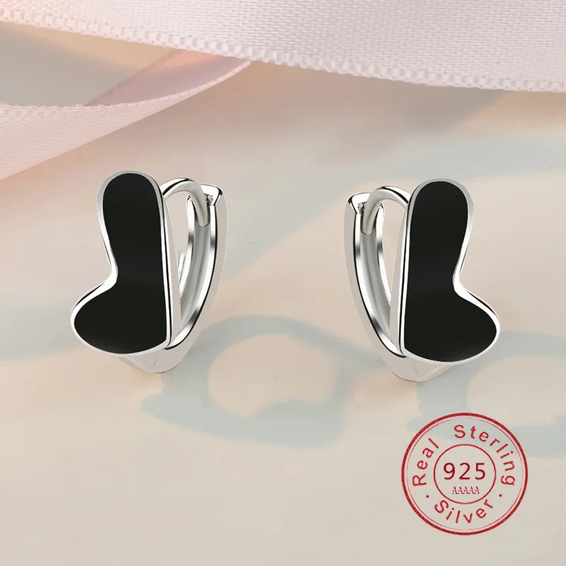 

Винтажные женские серьги из стерлингового серебра 925 пробы, черные персиковые серьги в форме сердца для женщин, эффектные бижутерия, Pendientes