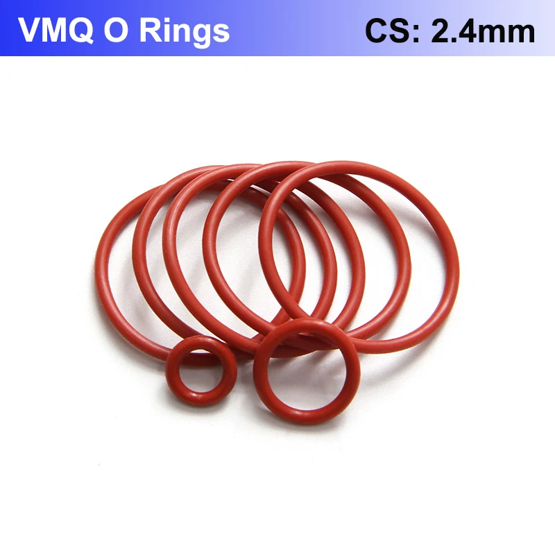 

10/50pcs Red VMQ O Ring Gasket Thickness CS 2.4mm OD 6 ~ 100mm Food Grade Waterproof Washer Round O Shape Silicone Rubber Ring