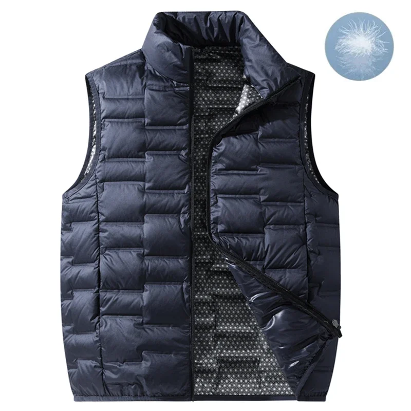 High Quality Men Vest Winter White Duck Down Vest Stand Collar Windproof Waterproof Warm Waistcoat Men Ultralight Casual