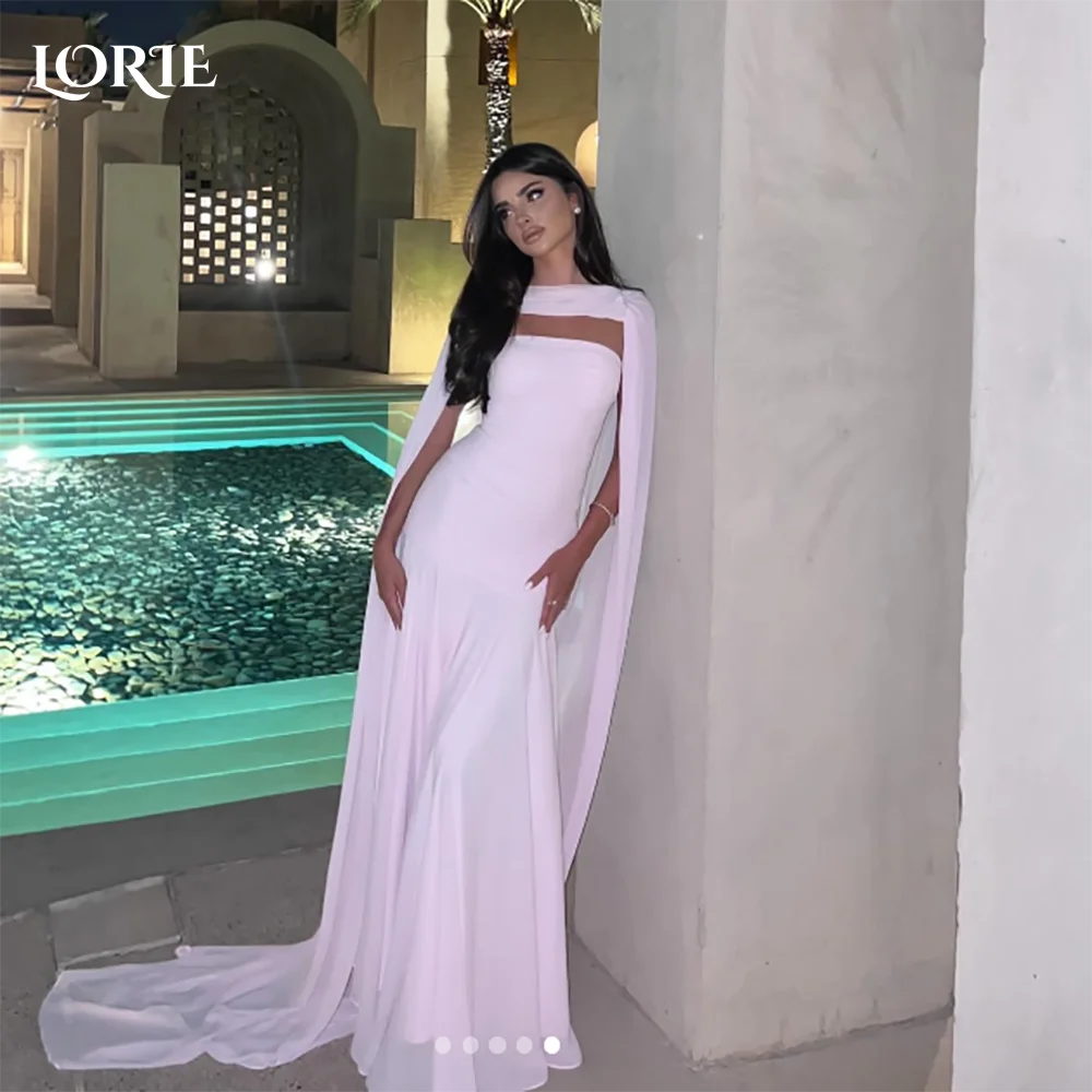 

LORIE Shawl Wedding Dress Strapless Sweetheart Pleats A-line Mermaid Bride Gown Chiffon Illsion Customized Corset Bride Dress