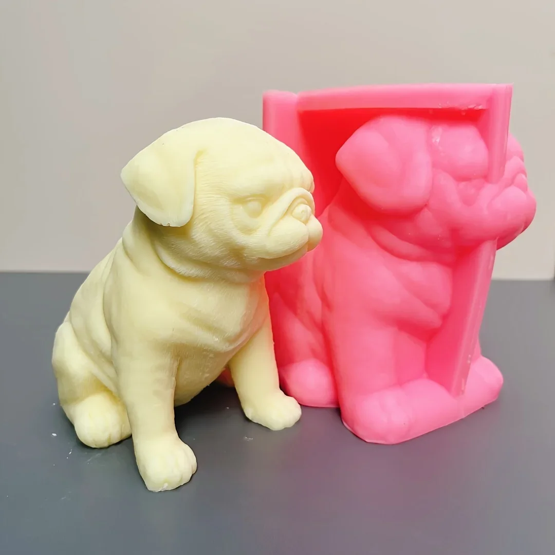 3D Large Teddy Dog Candle Silicone Mold Bulldog Concrete Molds Sand Dog Resin Gypsum Mold Home Decoration Cute dog mould