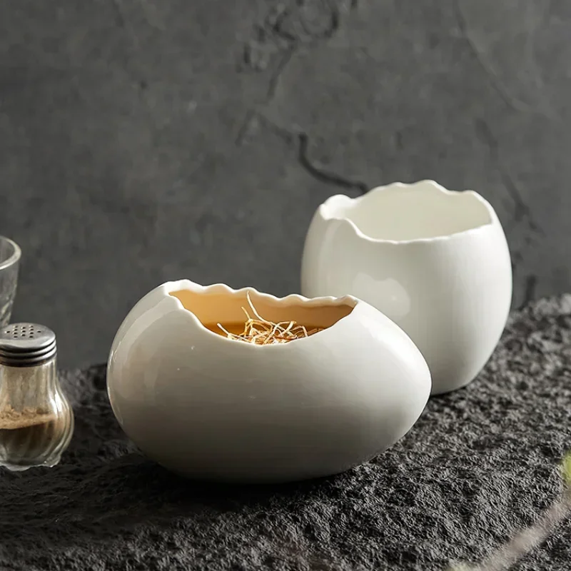 White Ceramic Eggshell Egg Steaming Artifact Steaming Jar Steaming Small Stew Cup Small Bowl Dessert Dessert Dish Tableware New