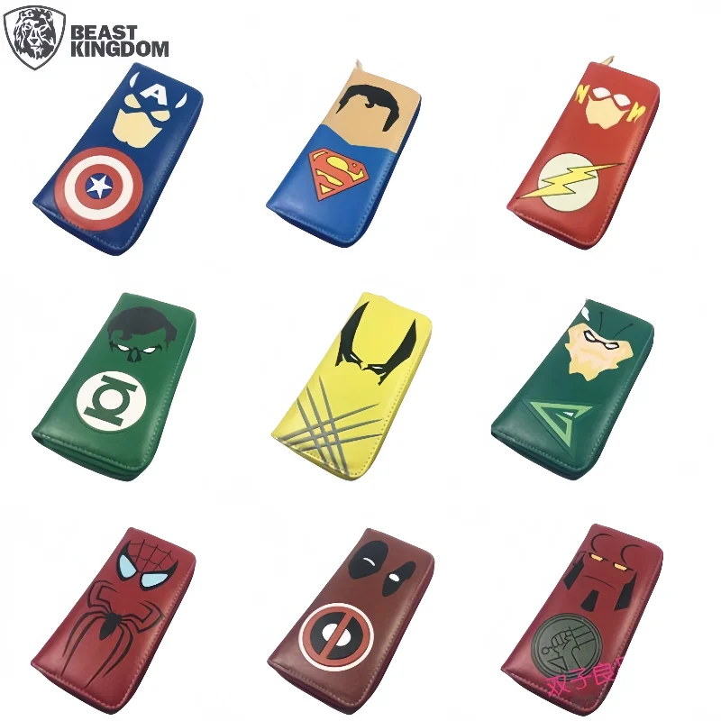 Cartera Beast Kingdom Spiderman Capitán América Anime dibujos animados personalidad moda gran capacidad cartera portátil regalo de vacaciones