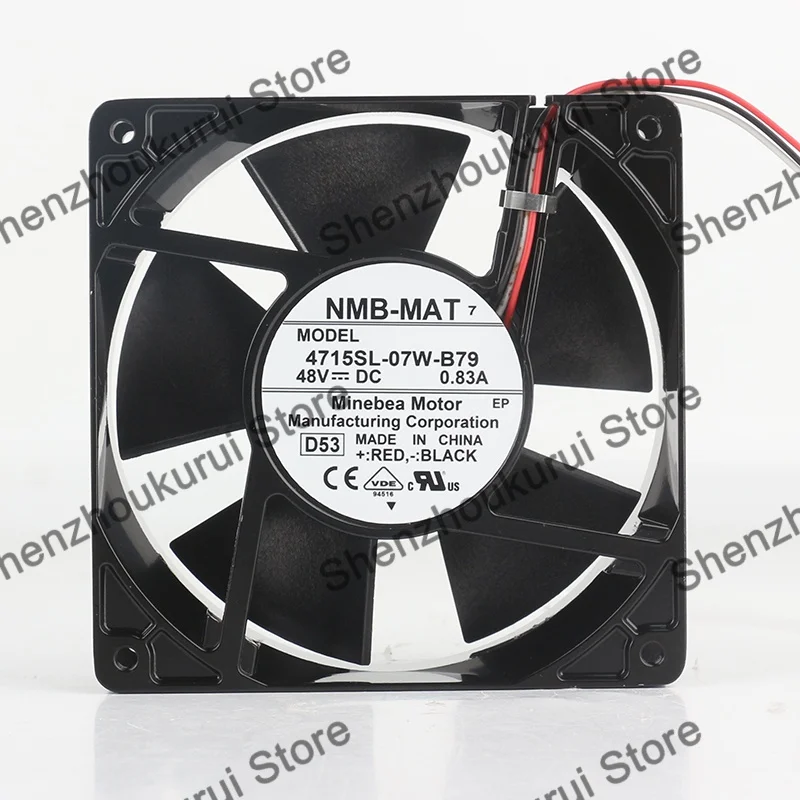 

NMB 4715SL-07W-B79 48V DC 120X120X38MM 12038 12CM 39.84W 0.83A 201CFM 5100RPM Ball Bearing Inverter Cabinet Axial Cooling Fan