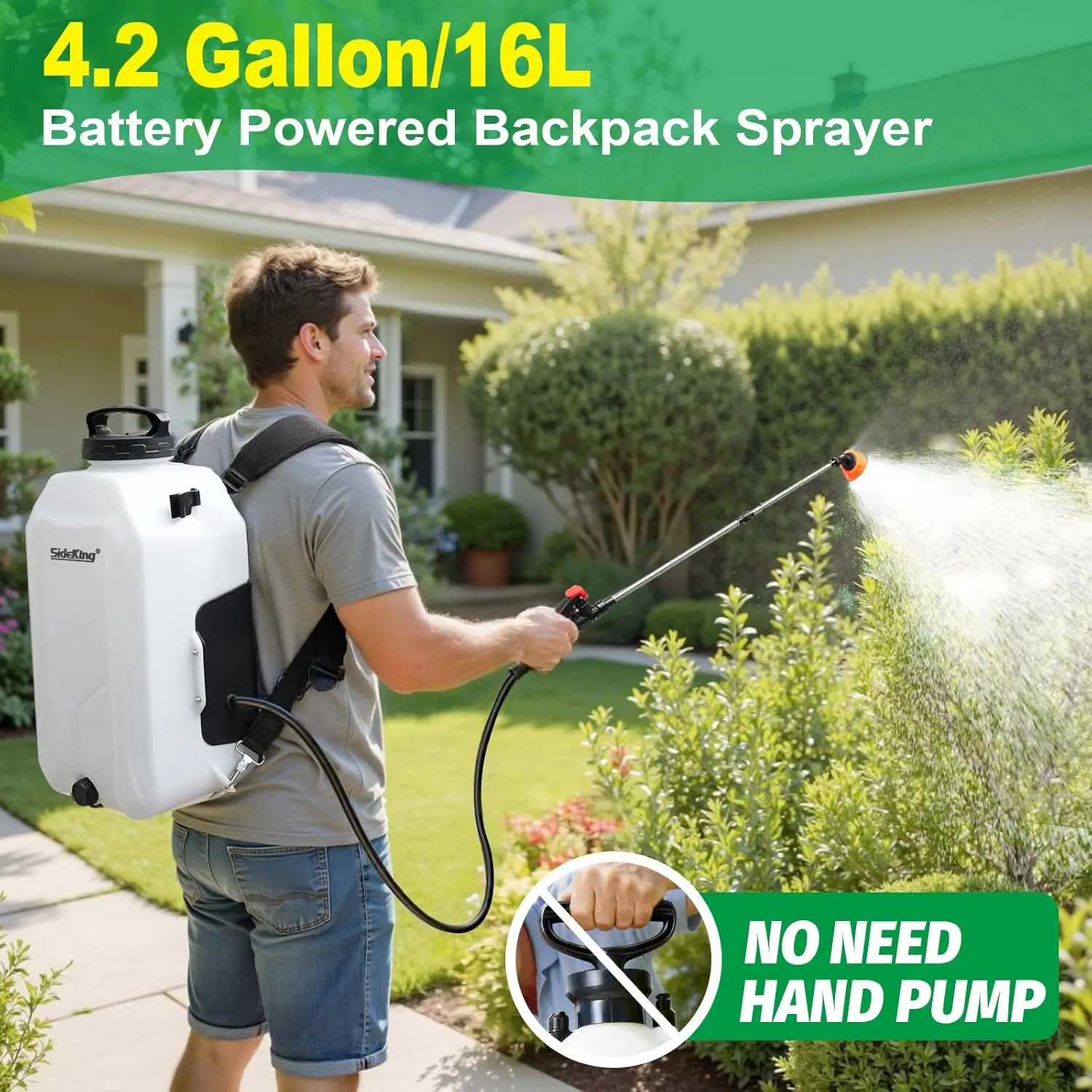 Battery Powered 42 Gallon Backpack Sprayer 100 PSI Electric Garden Sprayer Weed Sprayer Telescopic Wand 4 Nozzles Lawn Yard Pest
