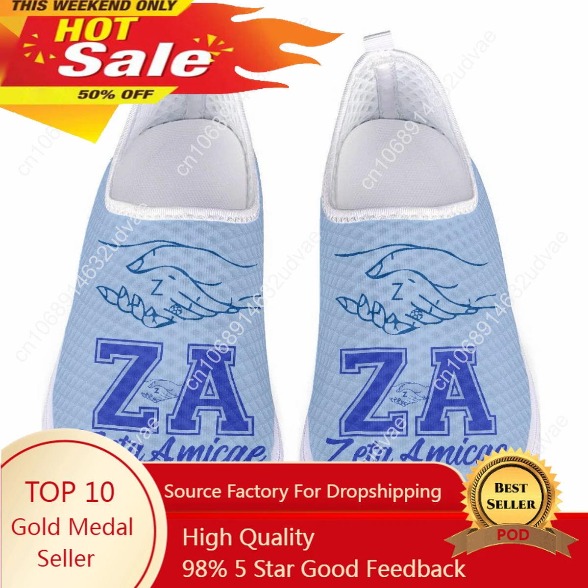 

New Casual Shoes For Women Outdoor Sneakers Hot Zeta Amicae Sorority Print Ladies Summer Comfortable Breathable Mesh Flat Shoes