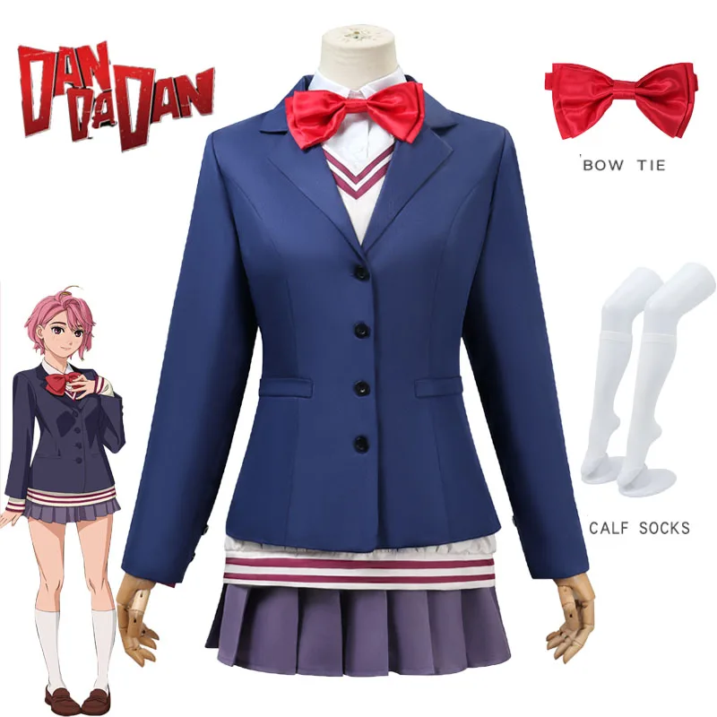 

Momo Ayase Cosplay Costume Dan Da Dan School Uniform Bow Tie Full Set Halloween Carnival Role Play Uniforms for Women Comic Con