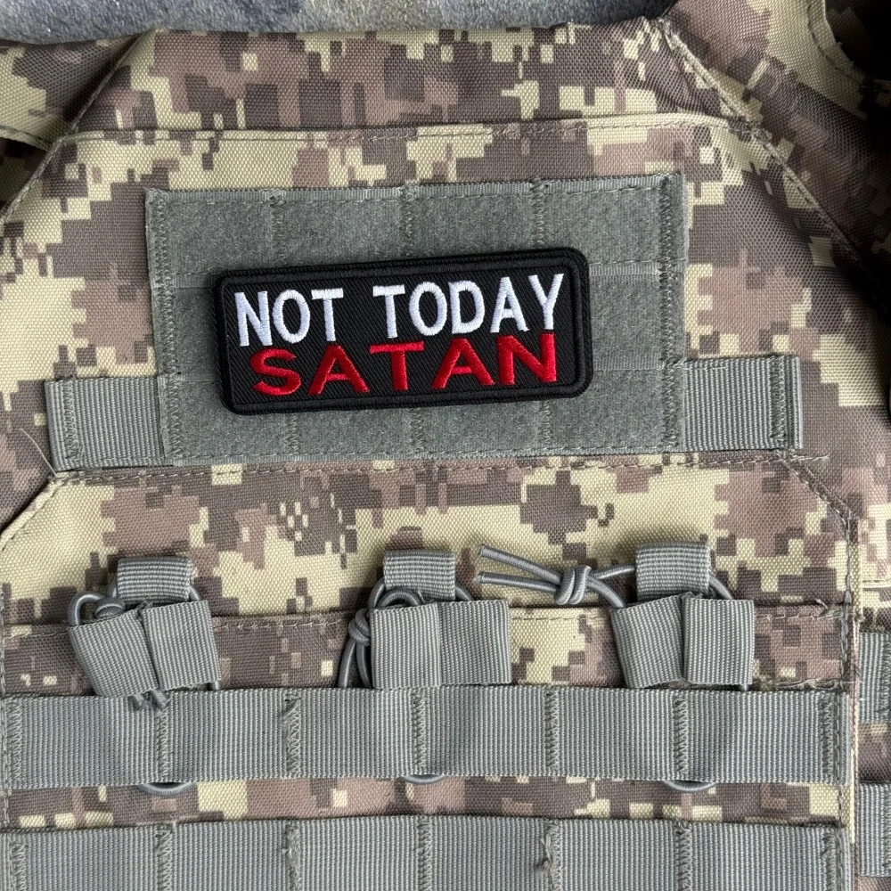 Parche táctico bordado Not Today Satan – Moral militar con velcro - imagen 5