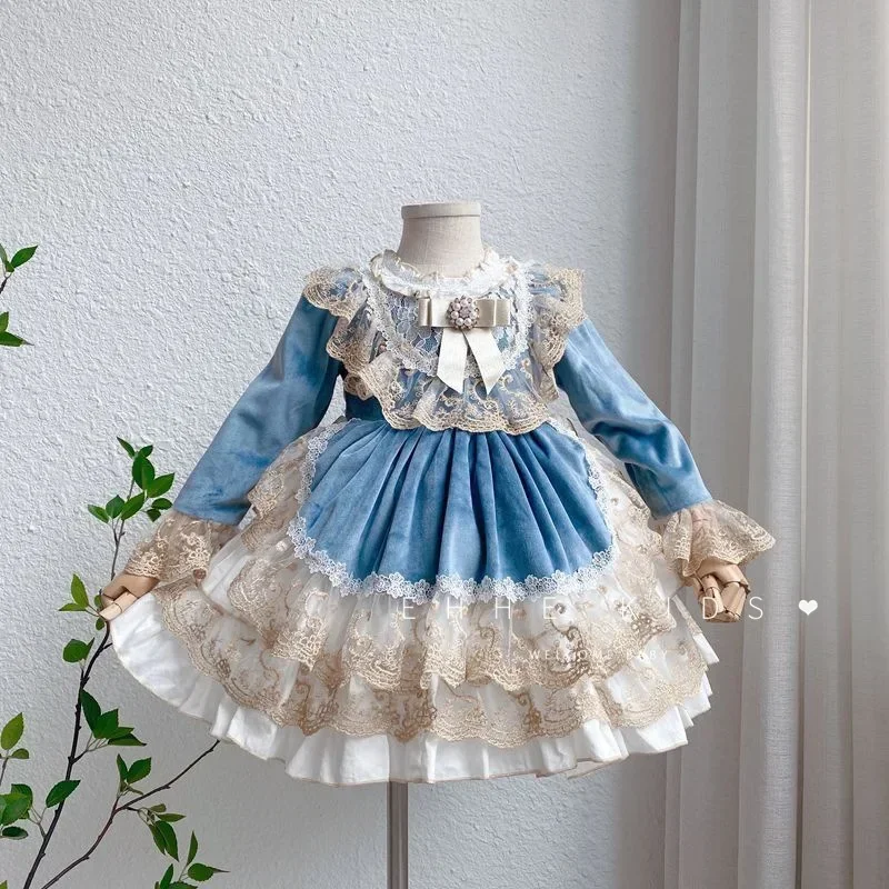 

Children's Sweet Style Girl's Lolita Dress New Girl's Poached Dress Girl's Baby Lace Birthday Party Christmas Party Dress