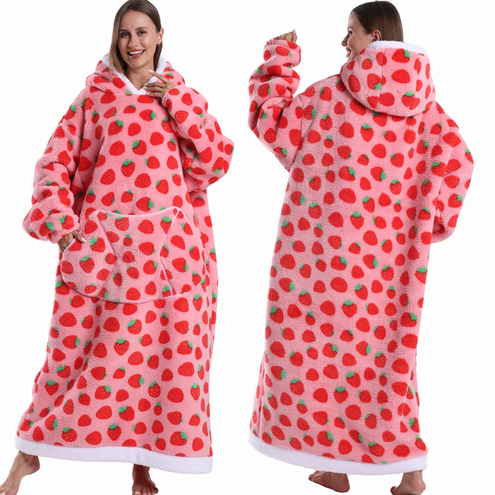 Oversized Wearable Blanket Hoodie For Adult Warm Fleece Hooded Blanket With Sleeves Halloween Christmas Plush Throw Blanket