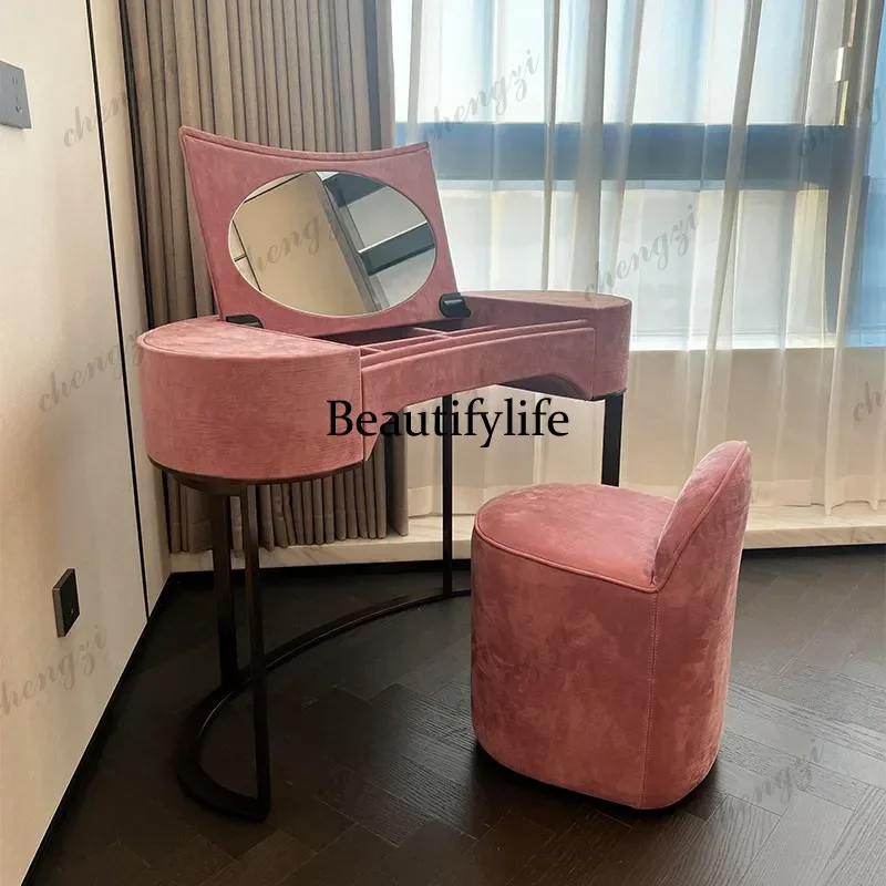 45 Flip with mirror Dresser Bedroom Modern minimalist matte fabric desk