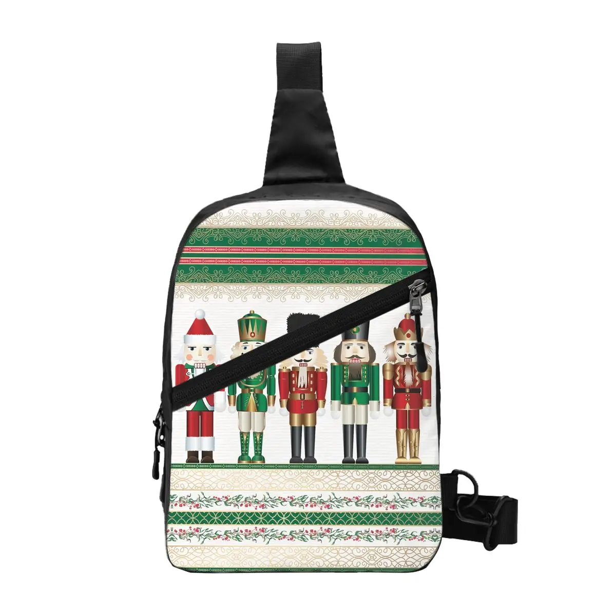 Cool Merry Christmas Nutcrackers Sling Crossbody Backpack Men Nutcracker Soldier Doll Gift Shoulder Chest Bag for Hiking