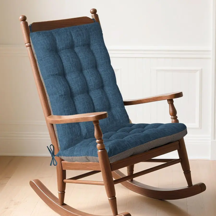 Chair Cushion Indoor Extra Large Rocking Chair Pads High Back Non Slip Textured Seat and Back Cushion Set with Ties for Wooden R