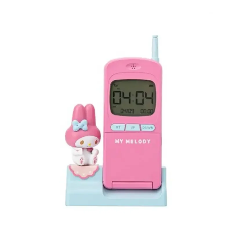 Mymelody Kuromi reloj electrónico de escritorio adornos de alarma muñeca bonita mesa Retro Colock teléfono Kawaii Anime juguete de peluche para regalo de niña