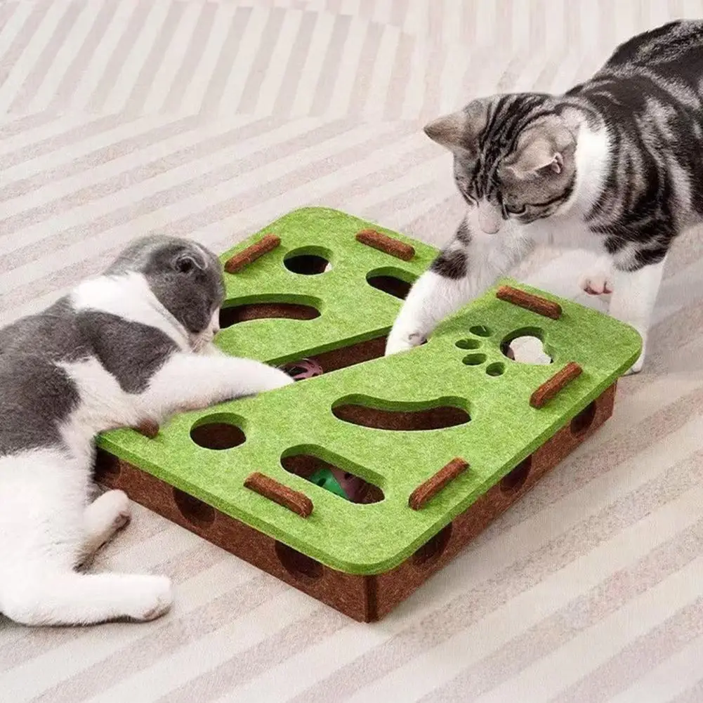30cm Cat Scratch Maze Toy Interactive Felt Maze Nail File Self-Play Maze Box With 3 Bell Balls For Kitten Energy And Instincts