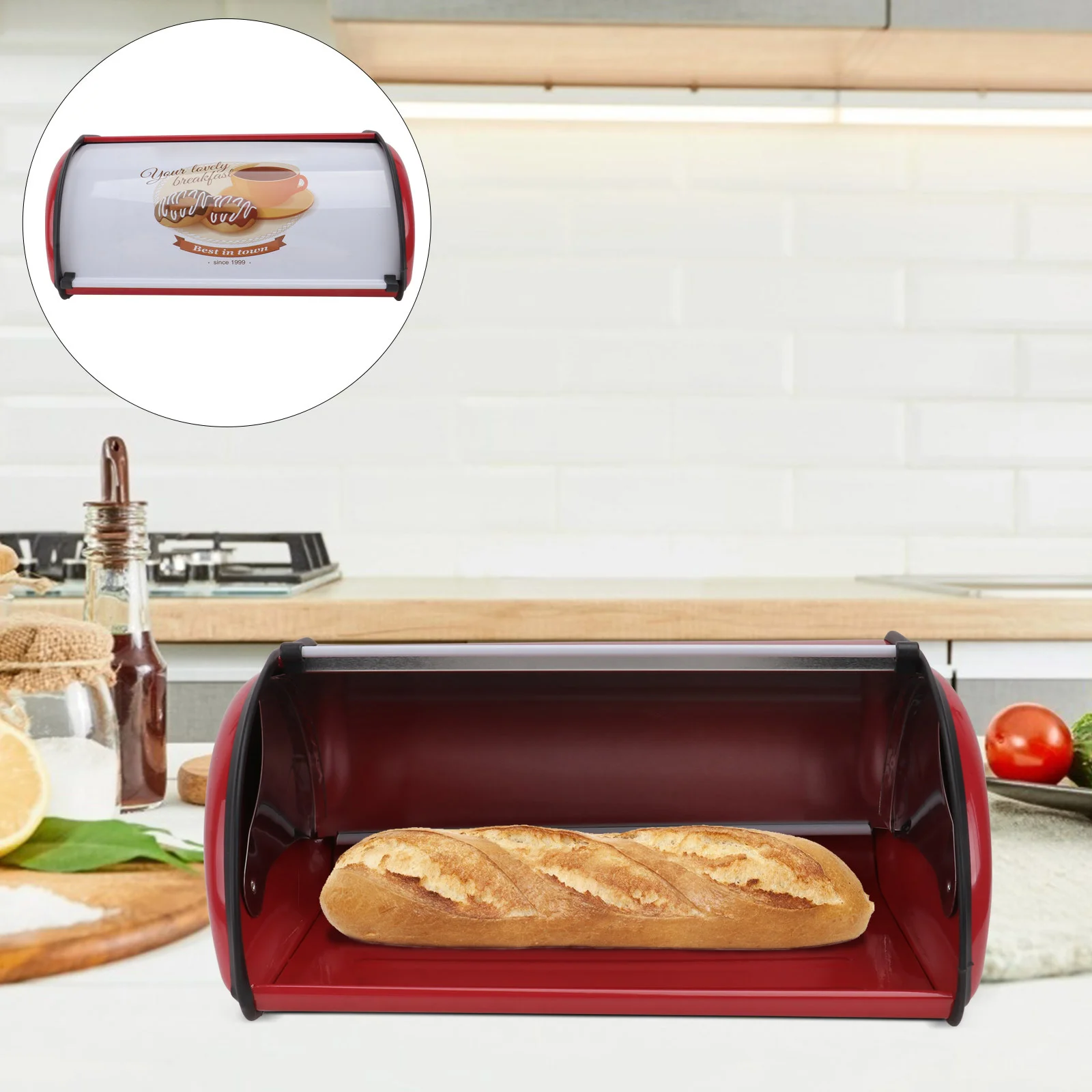 

1Pcs Metal Bread Box Dustproof Storage Container Kitchen Food Organizer Home Bakery Coffee Shop Bread Keeper