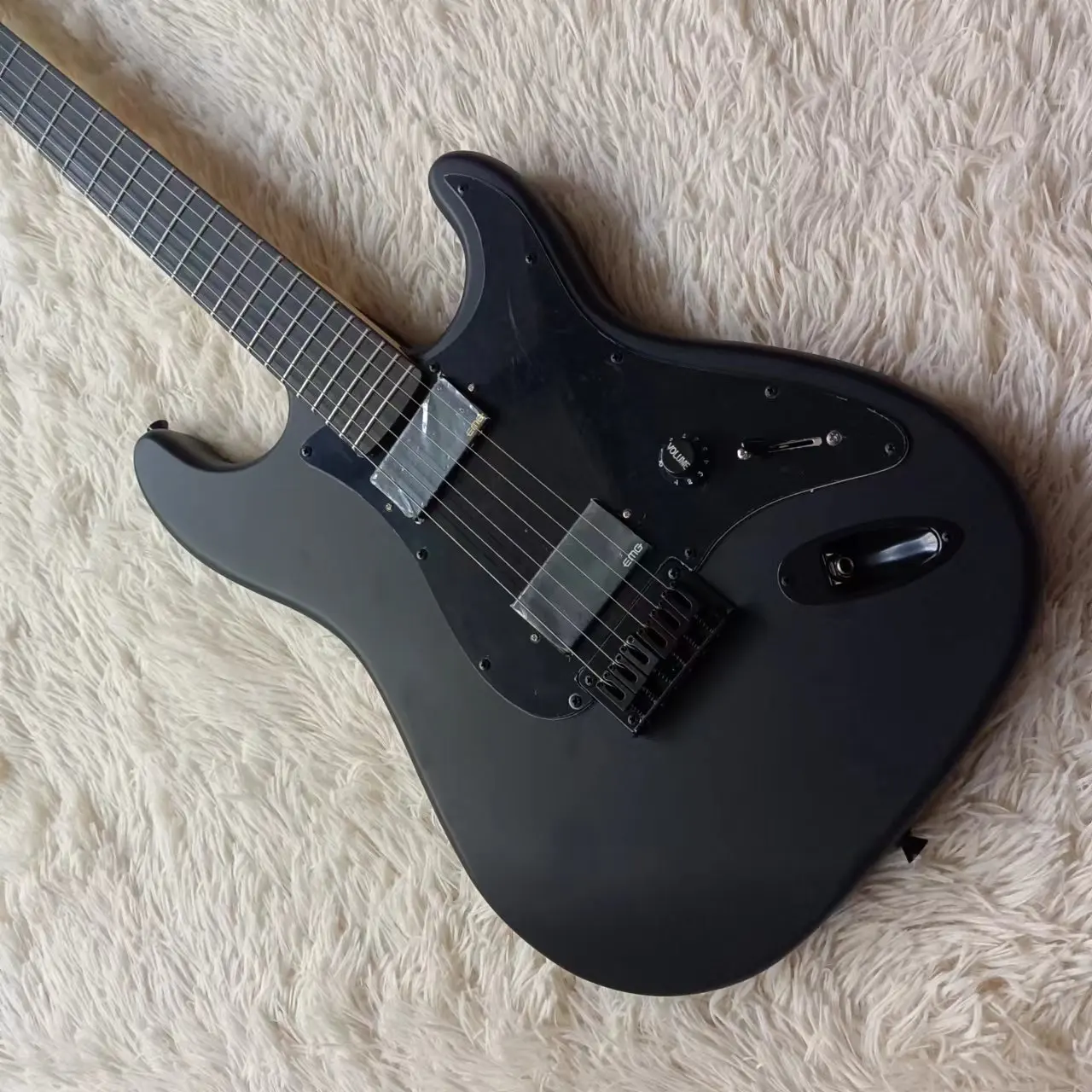 Oem 6 String Electric Guitar,Finish Matte Black Emg Pickup , Free Delivery