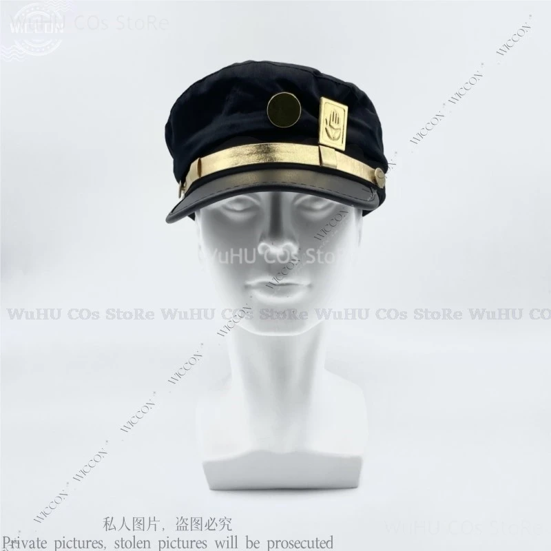 Kujo Jotaro Anime Cosplay Coat Headwear Hat Black Gold Jojo Halloween Party Coat Adventure Man Jacket Jo‘s Cap Daily Outfit Wig