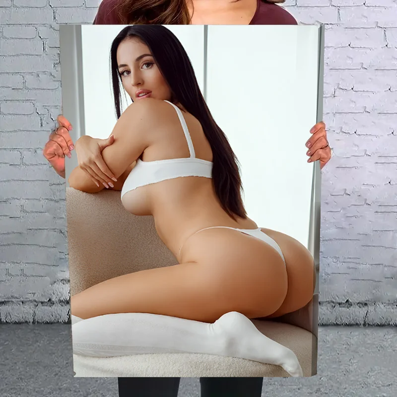 Chic Framed Farmhouse Wall Art - 12x16 Rustic Canvas Print of Woman in White Lingerie for Living & Dining Room Decor