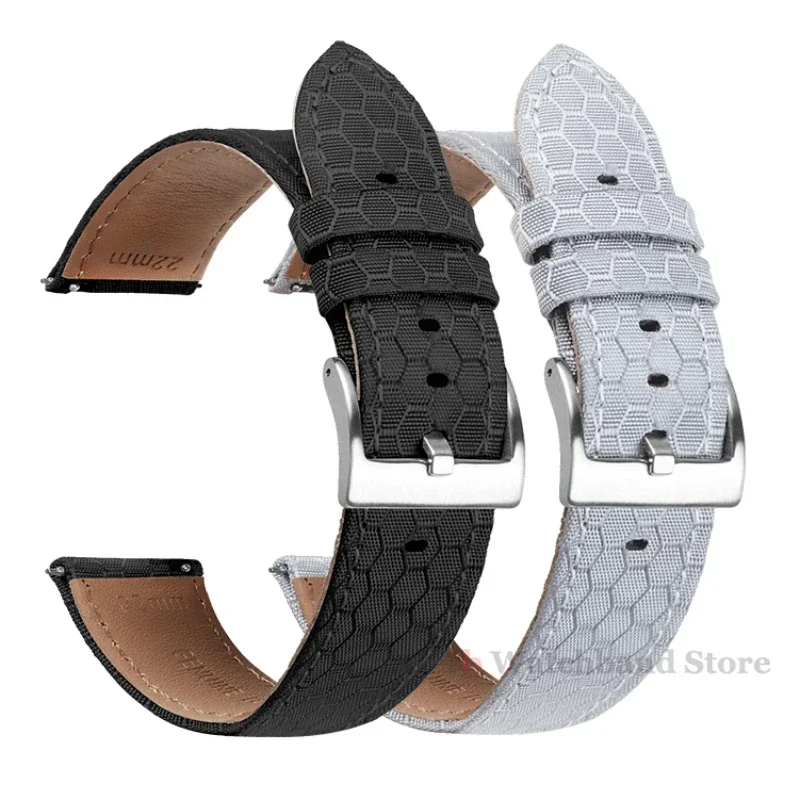 

Nylon+Leather Strap 20/22mm for Samsung Galaxy Watch4 Quick Release Men Women Sport Watch Band for Huawei Watch Gt2/3/4