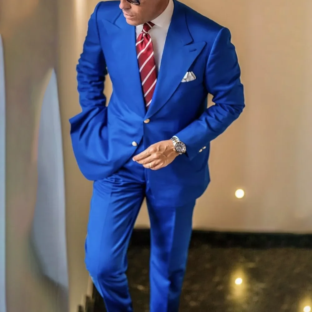 

Mens Clothing 2 Piece Fashion Peak Lapel Single Breasted Men Suits Party Wedding Dresses Smart Casual Male Suit (Blazer+Pants)