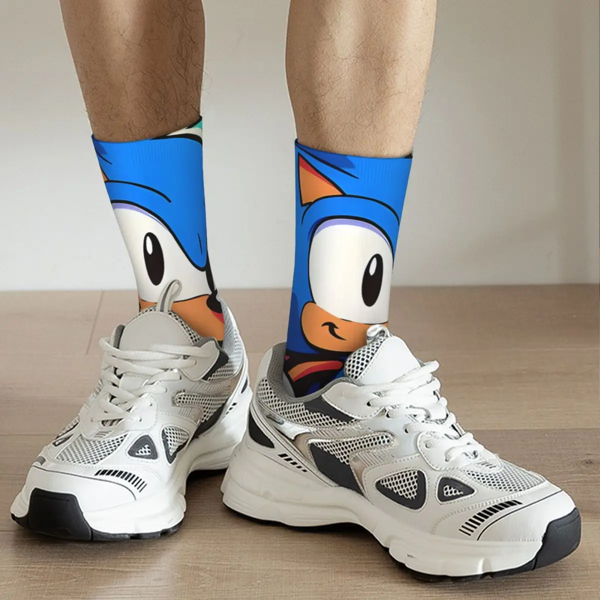 Chaussettes de dessin animé Sonic pour hommes, style de rue Harajuku, chaussettes d'équipage sans couture, nouveauté, vintage et moderne