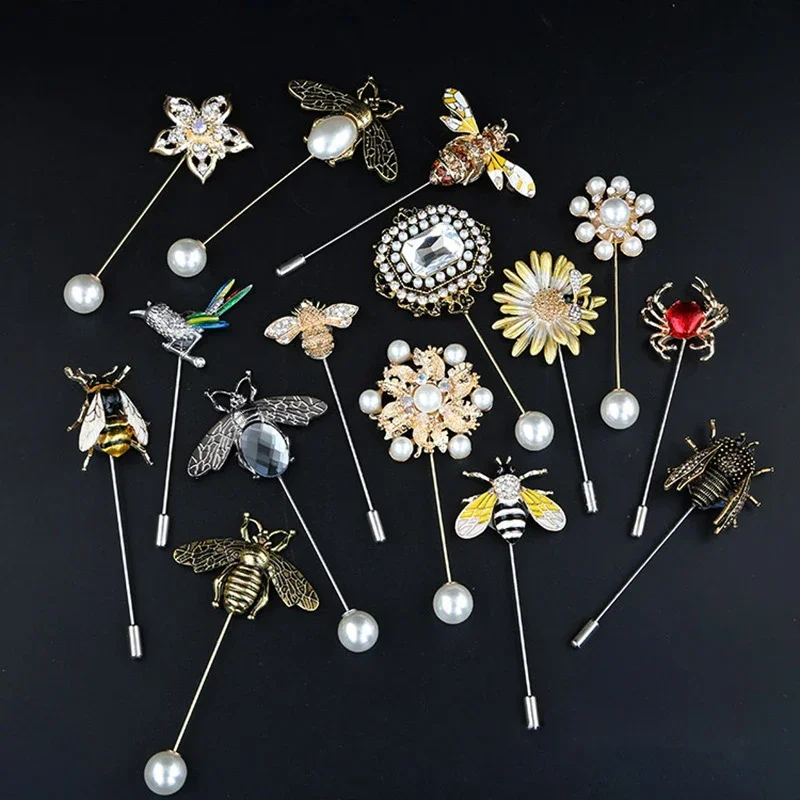 Retro Vintage Insect Bee Brooch Pin Scarf Buckle Pearl Button Long Needle Brooches Shirt Suit Gifts for Women Accessories