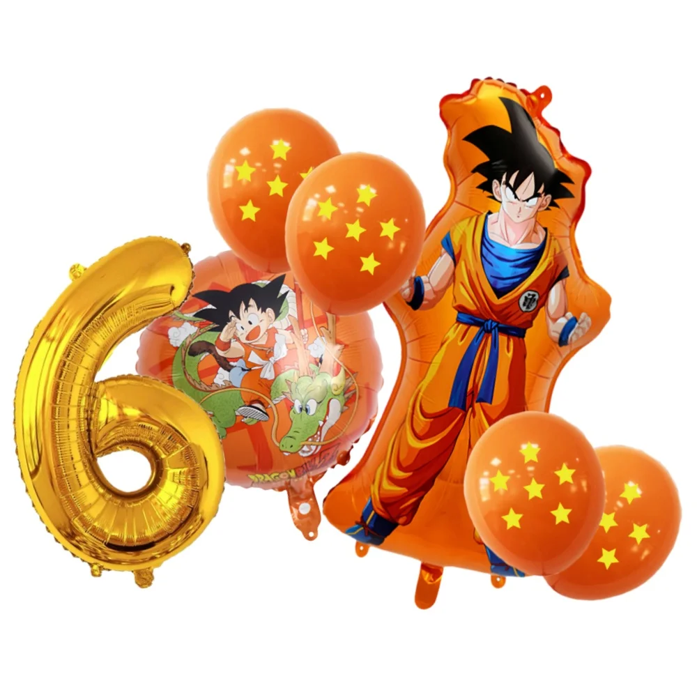 7 قطعة لعبة دراغونز بول جوكو الشكل عيد ميلاد الديكور اللاتكس الألومنيوم احباط بالونات رقمية مزيج وحصيرة مجموعة الاطفال لوازم الحفلات اللعب