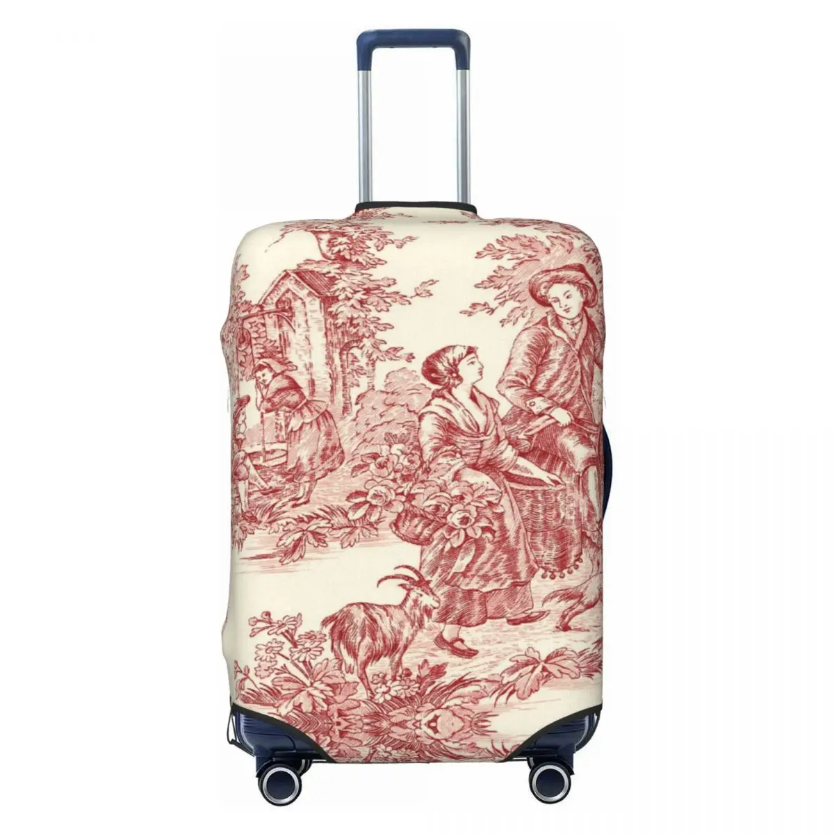 

Пользовательский чехол для багажа French Country Toile De Jouy, эластичные мотивы, защитные чехлы для дорожных чемоданов, подходят для 18-32 дюймов