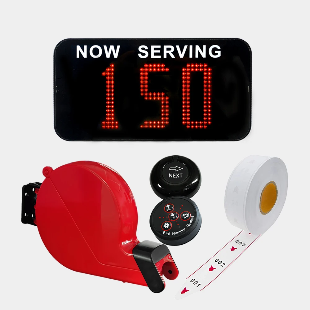 

Pager Wireless Queue Calling System with 2 Waterproof Button and 1 3-Digit Display Receiver and 1Ticket Dispenser for Restaurant