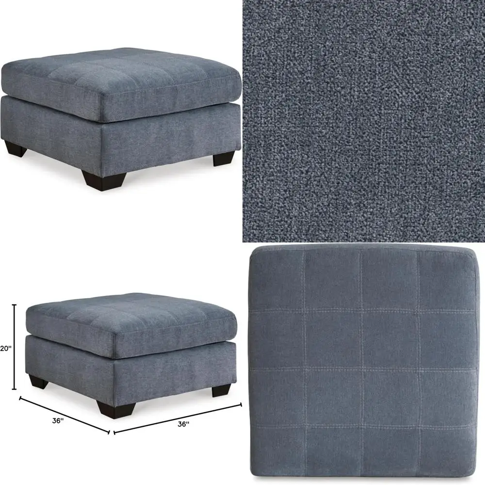 

Ashley Marleton Signature Classic Blue Square Негабаритный пуфик с мягкой обивкой и акцентом