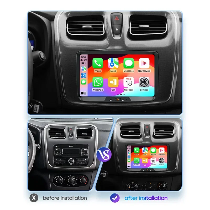 2 Din Android Car Radio For Renault Dacia Duster Logan Sandero Lodgy Lada Xray Captur Dokker Multimedia Player GPS Carplay Auto