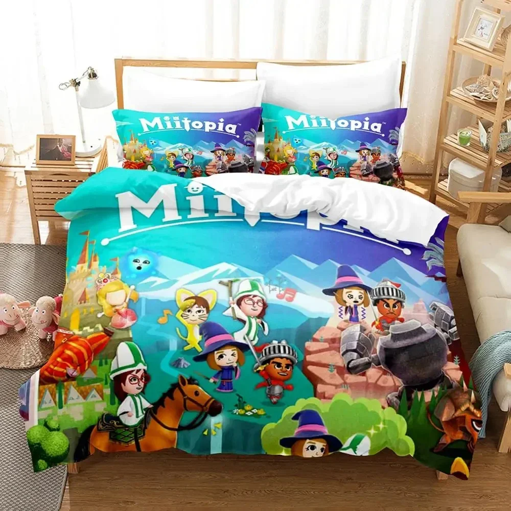 

Комплект постельного белья с 3D принтом Miitopia, пододеяльник, пододеяльник, наволочка, одеяло, королевский размер, комплект постельного белья для мальчиков и взрослых
